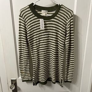 PacSun Green and White Striped Sweater